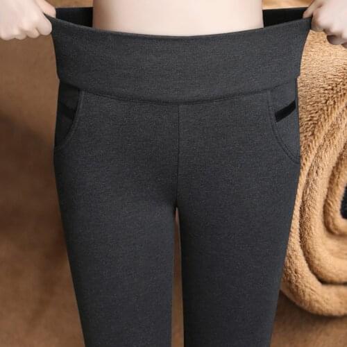 GareMay Women Winter Warm pants Velvet Thick Trousers High Waist Elastic Middle aged Mother Stretch Straight Pants Plus Size 5XL