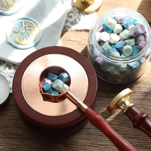 Sealing wax small melting furnace lacquer wax wooden stove melting wax pellets candle making kit candle jars with lid container