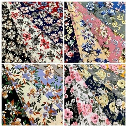 Chinese style printed fabric stretch plain satin fashion skirt top casual pants clothing fabric background floral fabric