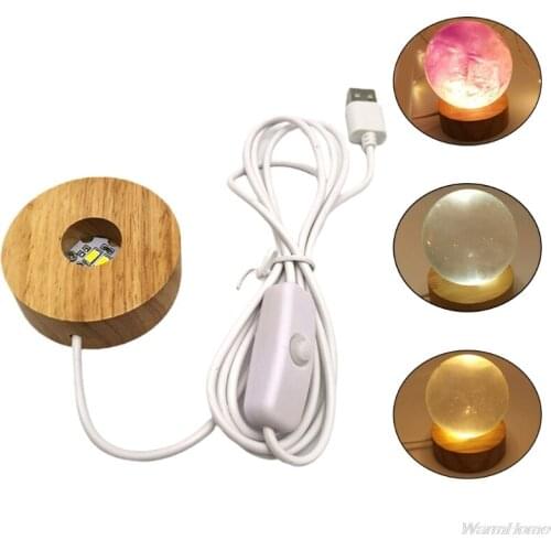 Round Wooden 3D Night Light Base Holder LED Display Stand for Crystals Glass Ball Illumination Lighting M06 21 Dropshipping