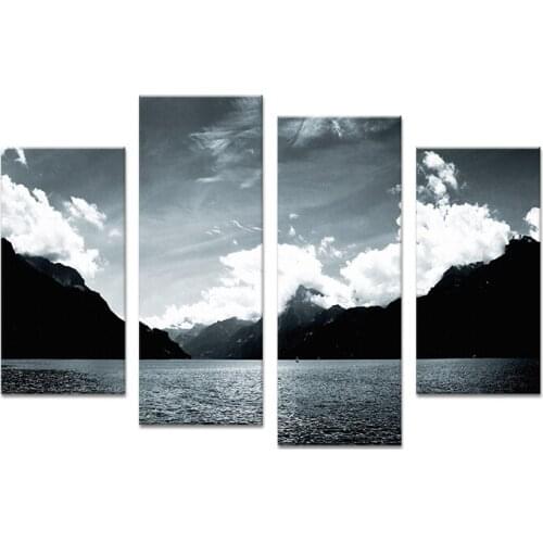 Hot Sells 4 Panels mountain lake night winter Painting Canvas Wall Art Picture Home Decoration Living Room Print On Canvas