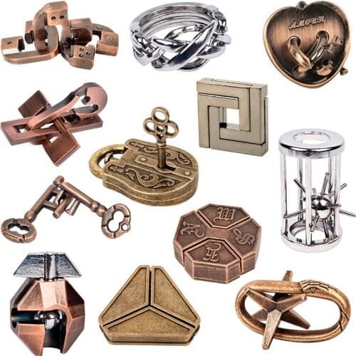 Diecast kirsite toy Classic Metal IQ Teaser Cast Puzzles Game Brain IQ Toys for Adults Children Kids Enlighten Toys