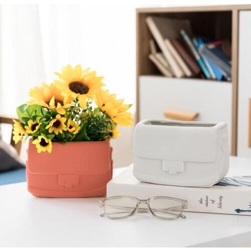 Frosted Wide-mouth Ceramic Vase Bag Ornaments Simple European Retro Large-caliber Matte Home Vase Home Decoration