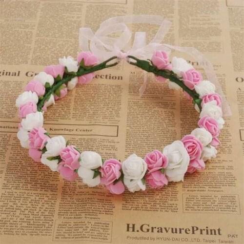 15pcs/lot Trendy Girls Hair Accessories Flower Hairbands PE Lace Floral Kids Wreath For Bride Wedding Beach Headwear