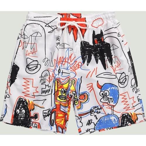 Fashion Graffiti Digital Printed Mens Board Shorts Street Trend Double Inner Mesh Shorts Casual Loose Quick Drying Couples Pants