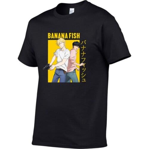 2021 Summer Fashion My Hero Japan Harajuku Anime Cotton Short Sleeve T-shirt Mens Loose Fashion Printed Banana Fish T-shirt