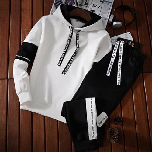 2021 Spring Autumn Winter Fashion Tracksuits Mens Hoodies+Sweatpants 2pcs Sets Casual Hooded Sweatshirts Jogging Suits 4 Style