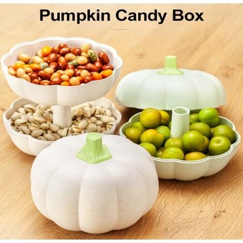 New Plastic Fruit Salad Bowl Of Food Grade Plastic Melon Fruit Plate Small Snacks Candy Dish Pumpkin Shape Snack Boxwith Lid