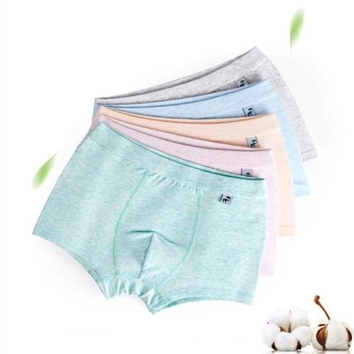 Pure Colour Children Underwear Flat Horn Cotton Boy Underwear Four Corners Boxershort Panties Baby Shorts 2psc/lot