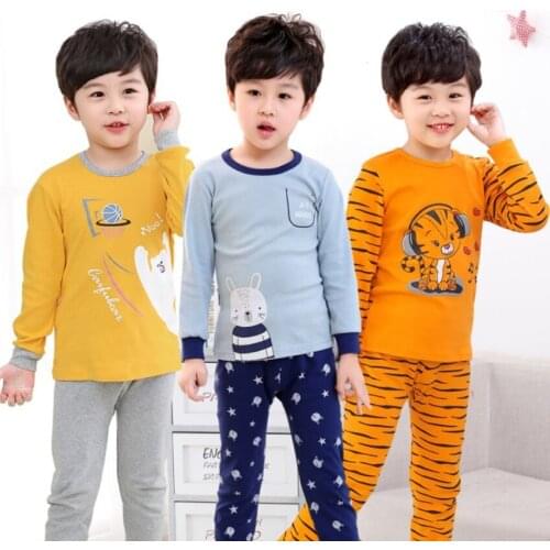 Autumn Boys Girls Clothes Cotton Pajamas Sets Pyjamas Kids Homewear Cotton Nightwear Clothing Pijamas Suit 4 6 8 10 12 14 Years