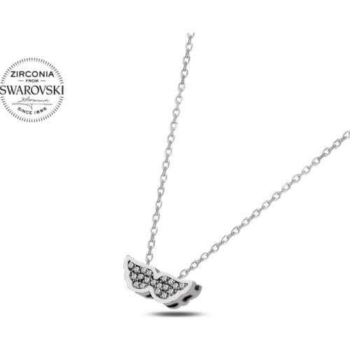 KUTAYDAN Swarovski Zirconia Cubic Zirconia Wing Necklace 925 Sterling Silver