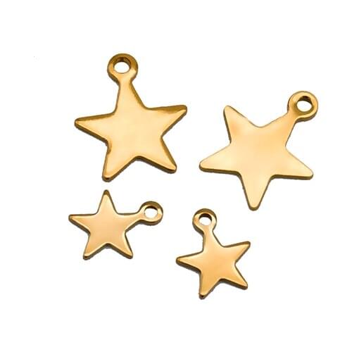 10pcs/lot Stainless Steel Gold Five-point Star Craft Charms DIY Necklace Earring Bracelet Charms Jewelry Making DIY Accessories