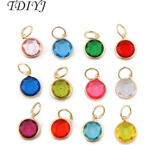 TDIYJ 120pcs Hot Selling 12 Colors Assorted Golden Acrylic Birthstone Crystal Charms fit for Expandable Bracelet Bangles