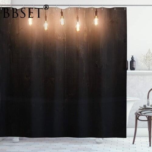 Industrial Shower Curtain Wooden Dark Interior Bathroom Curtain Polyester Bath Screen Waterproof Mildewproof Cortina De Bano