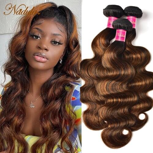 Nadula F30 Highlight Hair Bundles Brazilian Body Wave Human Hair Bundles Ombre Color Remy Hair Weave Body Wave Bundles 8"-30"