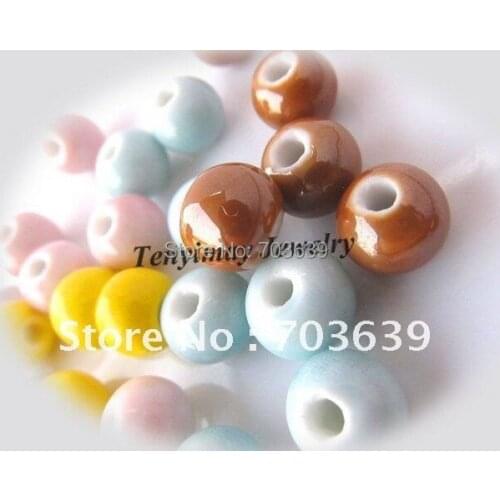 Mixed Color 10mm Round Ceramic Loose Beads For Ceramic Bracelet, Ceramic Necklace(100pcs/lot)