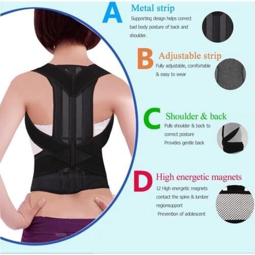 Adjustable Back Posture Corrector Brace Unisex Back Posture Correction Belt Shoulder Support Belt for Women Men Black S-XXL