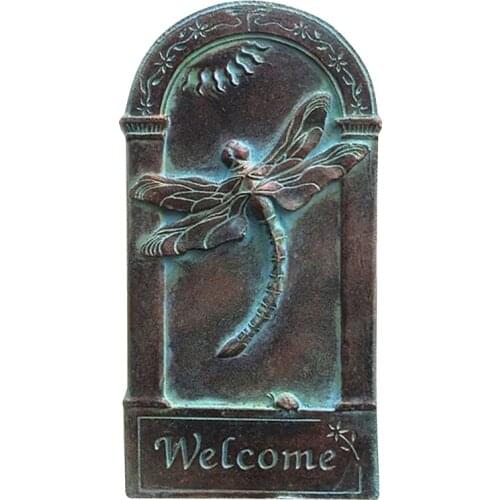 Garden Dragonflies Arched Welcome Plaque Pendant Outdoor Resin Decoration Wall Hanging Dragonflies Welcome Pendant