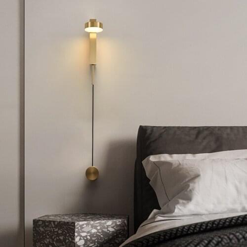 Contemporary Contracted Nordic Lamp Bedroom Modern Minimalist Creative Golden Wall Corridor Wall Lamp