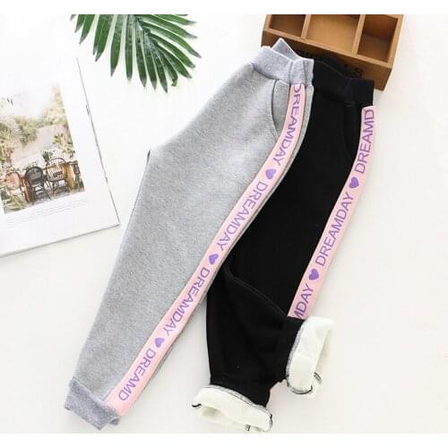 Girls Fleece-Lined Track Pants New Winter Clothes Kids 2020 Childrens Pants Outer Wear Trousers Warm Thick