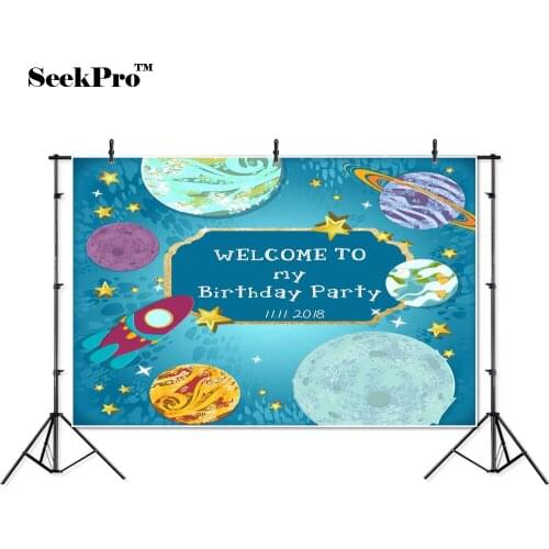 Thin vinyl birthday party space rocket children baby photo Backgrounds Printed Professional indoor Photographic studio Backdrops