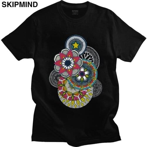Vintage Mandala Tshirt Cirque Festival T-shirt for Men Short Sleeved Buddhism Flowe Bloom T Shirt Cotton Streetwear Tee Clothes