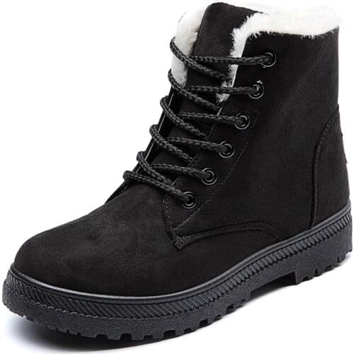 Winter Boots Women Velvet Snow Shoes Girl Lace Up Ankle Bootie Anti-Skid Warm Sneakers Outdoor Cotton Shoes for Cold Weather