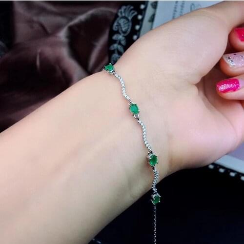 Fashion simple Branches Line Natural green emerald Bracelet Natural gemstone Bracelet S925 silver women party gift Jewelery