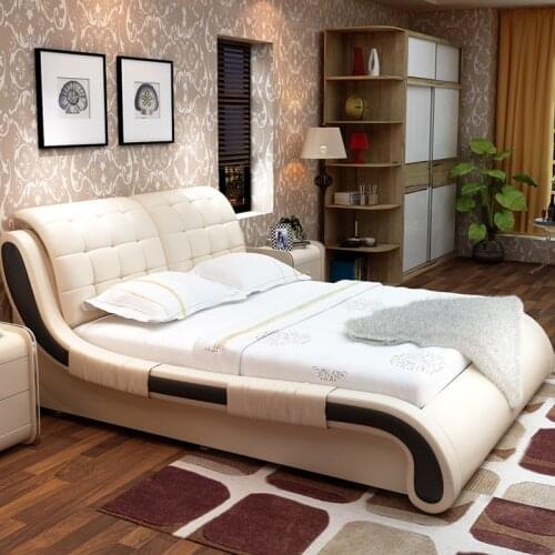1 bed +2 night stand +1 matrress /1lot)1.5 or 1.8meter modern leather bed #CE-018