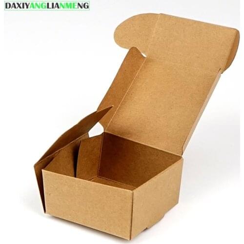 100pcs 4x4x2.5cm Kraft Paper Box Wedding Gift Packaging Box For Candy Jewelry Handmade Soap Bakery Cake Cookie Chocolate Box