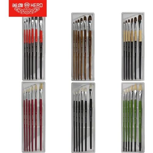 12Pcs/Set Different Shape Mixed Hair Wooden Handle Brush Paint Set Gouache Watercolor Oil Drawing Painting Brush Art Supplies