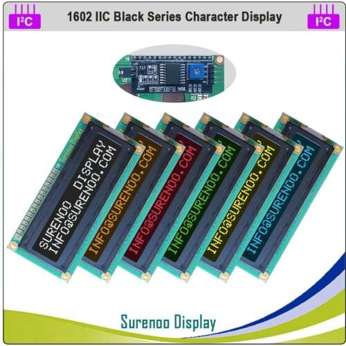 1602 IIC I2C Character LCD Module Screen Dispaly LCM Panel in More Colors on Black for Arduino