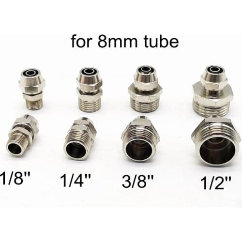 1pcs Male Thread Fast Twist Fittings OD 8mm Tube 1/8'' 1/4'' 3/8'' 1/2'' Thread Quick Joint Coupler Connector