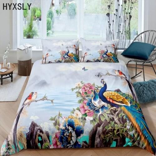 Home Textile Luxury 3D Peacock Animal Print 2/3Pcs Comfortable Duvet Cover Pillowcase Bedding Sets Queen King EU/US/AU/UK Size