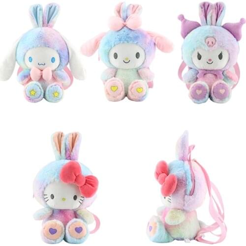 4 Styles 40Cm Anime Figures Kawali Kuromi Plush My Melody Cinnamoroll Kitty Soft Stuffed Plush Backpack Doll Girl Gift Kids Toys