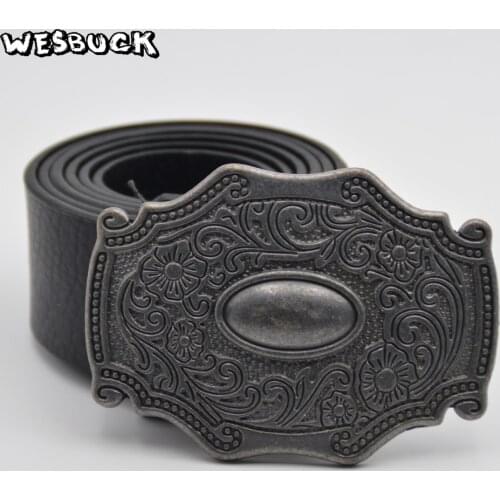 5 PCS MOQ WesBuck Brand Hot Sale Belt Buckle Metal New Style Western Restoring ancient ways Men Women Belt Buckles With PU Belt