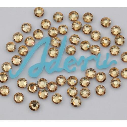 Aderu crystal golden shadow 822 super shiny lead free crystal hot fix rhinestone for nail art ornament garment shoe decoration