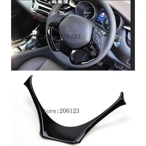 Accessories! 1 set ABS Plastic Black Car Inner Steering Wheel Decorative Cover Trims For Toyota C-HR CHR 2016 2017 Car Styling