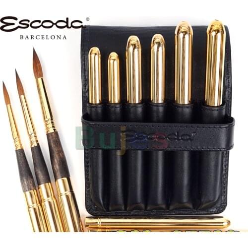 Escoda Reserva Artist Watercolor Short Handle Round Paint Brush,Sable Watercolor Brush, Travel Brush Set 1214 Series