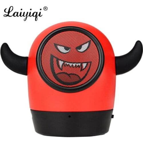 Laiyiqi Mini Devil bluetooth speaker portable demon OX horn Handsfree call cartoon kid gift caixa de som children alto falante