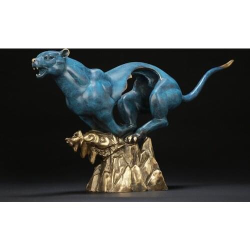 55CM LARGE - HOME OFFICE Shop lobby ART TOP COOL efficacious Mascot thriving business lightning Leopard Cheetah FENG SHUI statue