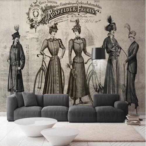 Milofi Custom Large Wallpaper Mural Nordic Retro British Characters Background Wall Paper Murals Decorative Paintings