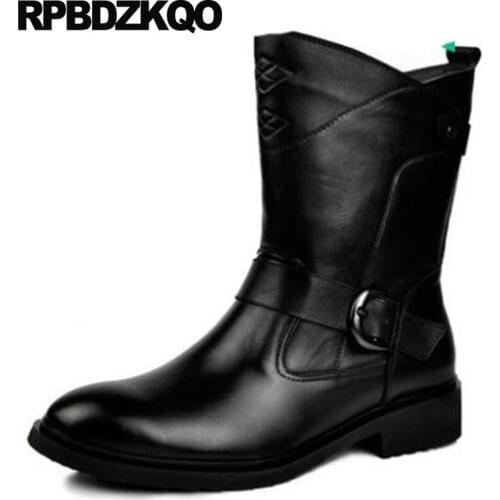 Genuine Leather Ankle British Style Short Men Vintage Motorcycle Boots Zipper 2021 Real Designer Chunky Black Full Grain Shoes