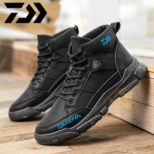 DAIWA Fishing Shoes Men Boots Lace Up Military Boots Men Winter Ankle Lightweight Shoes Classic Casual Boots Outdoor Footwears