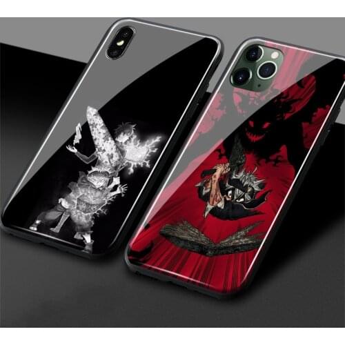 Black bull Logo Black Clover anime Glass Soft Silicone Phone Case Cover For iPhone SE 6 6s 7 8 Plus X XR XS 11 PRO 12 mini MAX