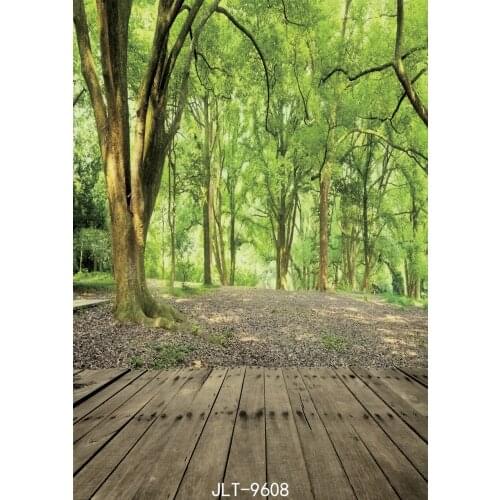 Wooden Floor Green Trees Backdrops for Photo Studio Computer Printed Backgrounds Wedding Children Baby Newborn photo shoot