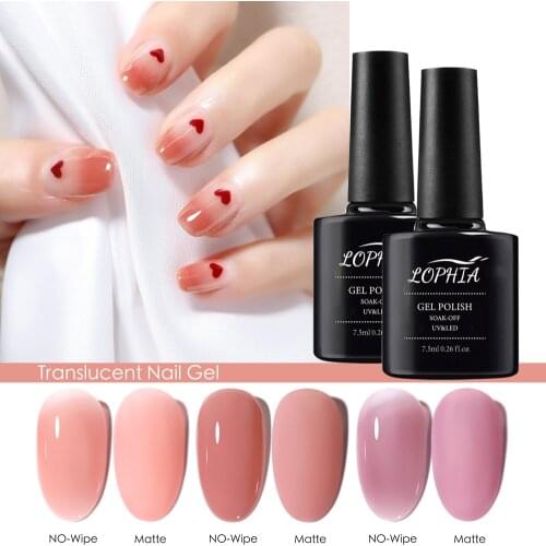 LOPHIA Opal Jelly Gel Nail Polish 7.5ml Natural Color Translucent Nail Gel White Soak Off Long Lasting Nail Art UV Gel Varnish