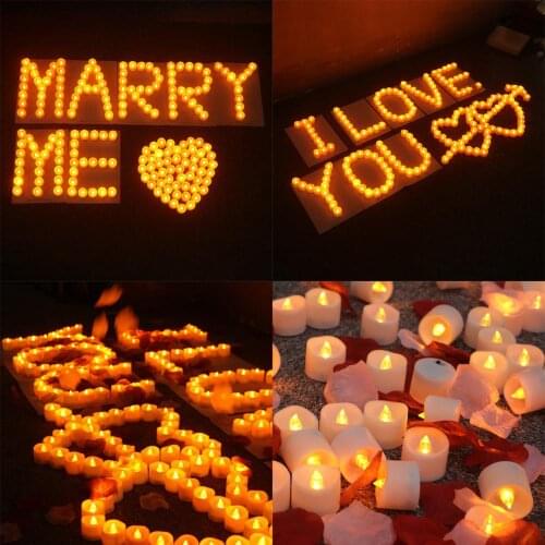 Customize 24x Electronic Candles Flicker LED Tea Light Frameless DIY Night Light For Wedding Birthday Party + Free Rose Leaf