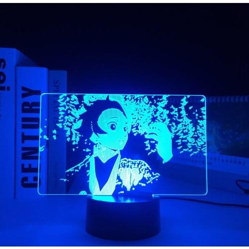 Kamado Tanjirou Demon Slayer Anime Figure LED Night Light for Bedroom Decor Light Brithday Gift Manga 3D Room Desk Lamp