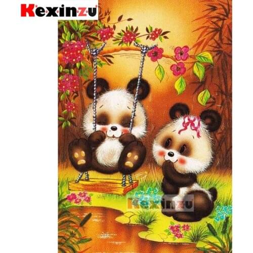 Kexinzu Full 5D DIY Square Round Diamond Painting"Cartoon panda"3D Embroidery Cross Stitch Rhinestone Mosaic Home Decor K0046399
